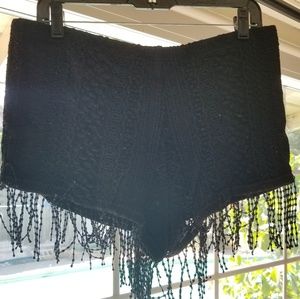 Express Black Fringe Shorts